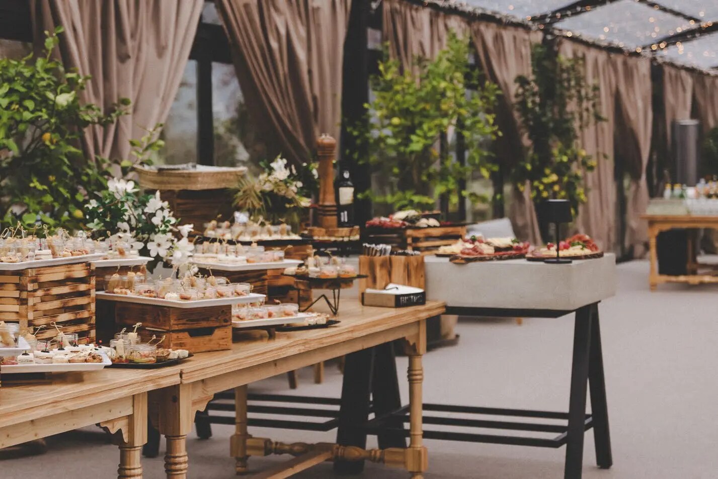 Catering station prepared for an event