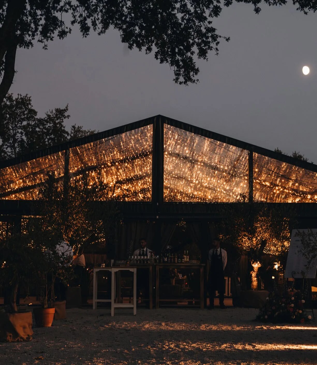 D'Orangerie event venue illuminated at night