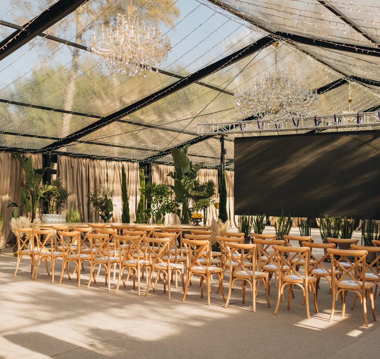 Bright interior of D'Orangerie prepared for an event